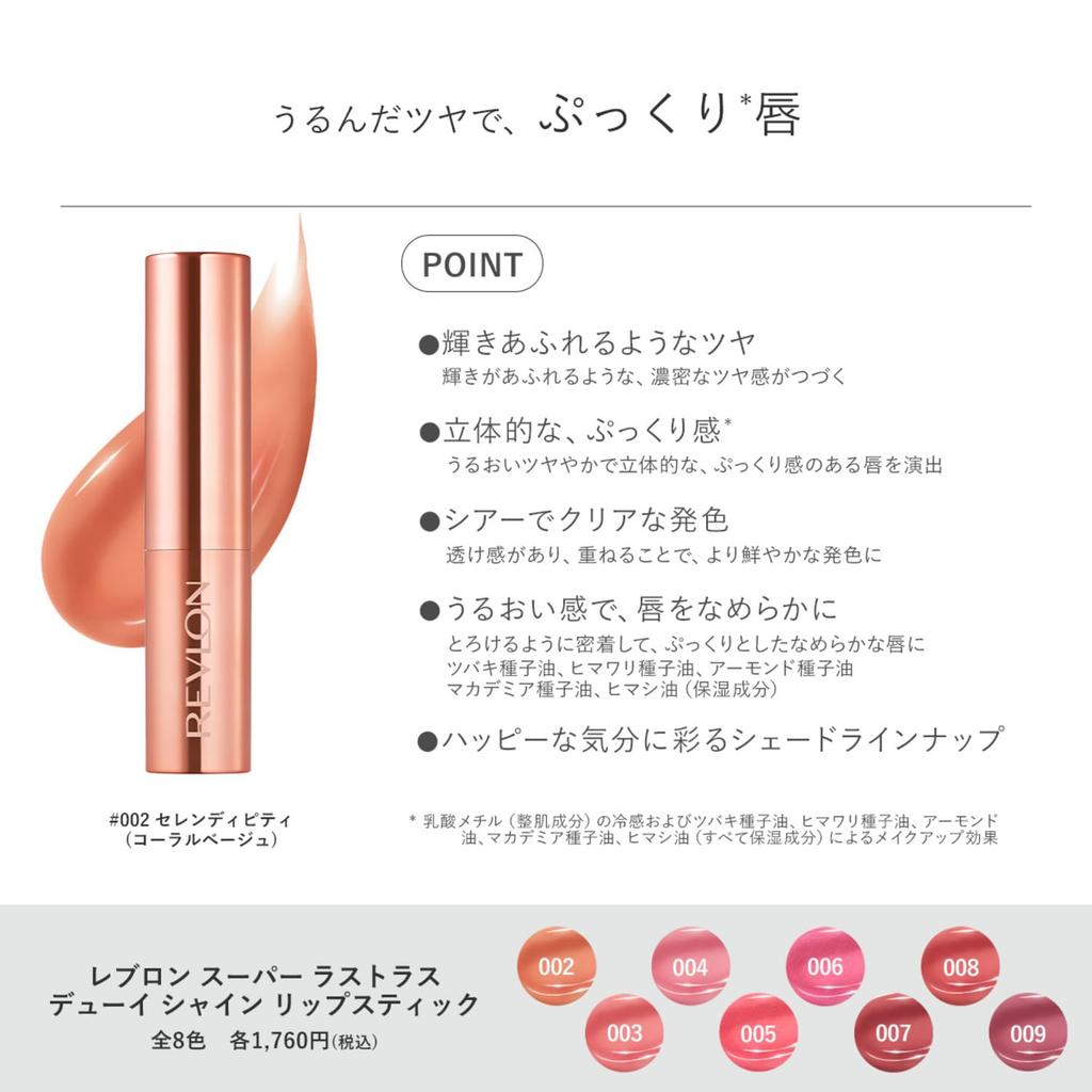 Revlon Super Lustrous Dewy Shine Lipstick 3.2g [All 8 Colors] Moisturizing, Glossy Finish, Sheer, Smooth