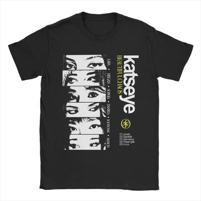 KATSEYE Gnarly Kpop T-shirts Heren Nieuwigheid Puur Katoen T-shirt Ronde Hals Korte Mouw T-shirt Plus Size Kleding