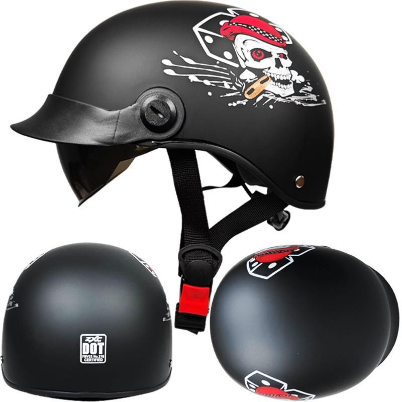ZXC Retro Semi-helmet Men Women's Electric Bicycle Scoop Helmet Portable With Endoscope