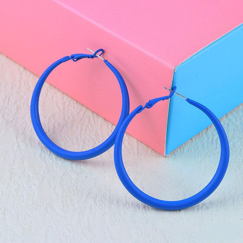 Trend Smooth Hoop Earrings for Women Pink Blue Black Red Korean Sweet Purple Loop Earings 925 Silver Needle