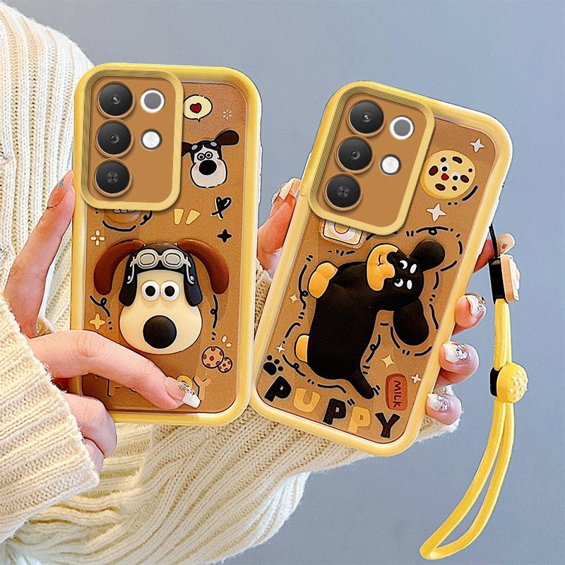 KEYSION Shockproof Case for Realme C85 5G with Lanyard Soft Silicone Cute 3D Cartoon Doll Phone Back Cover for Realme C85