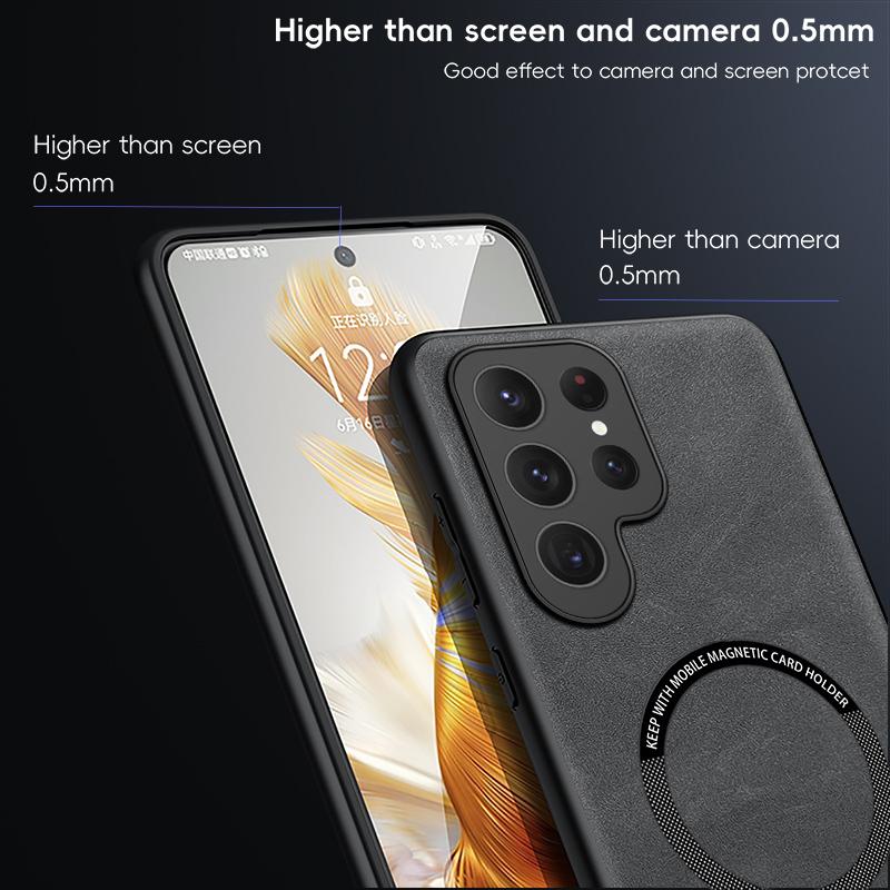 Retro Leather Soft Case for Samsung Galaxy S25 Edge S24 S23 S22 S21 S20 Ultra Plus FE Magnetic Wireless Charging Back Cover