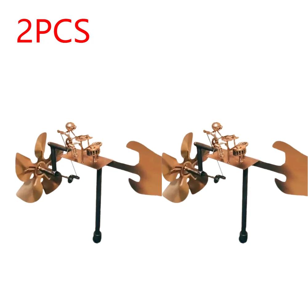 Metal Drummer Windmill Statue Beat The Drums with The Wind Decorative Wind Power Rock Art Statue for Yard Art Lawn Garden Decor
