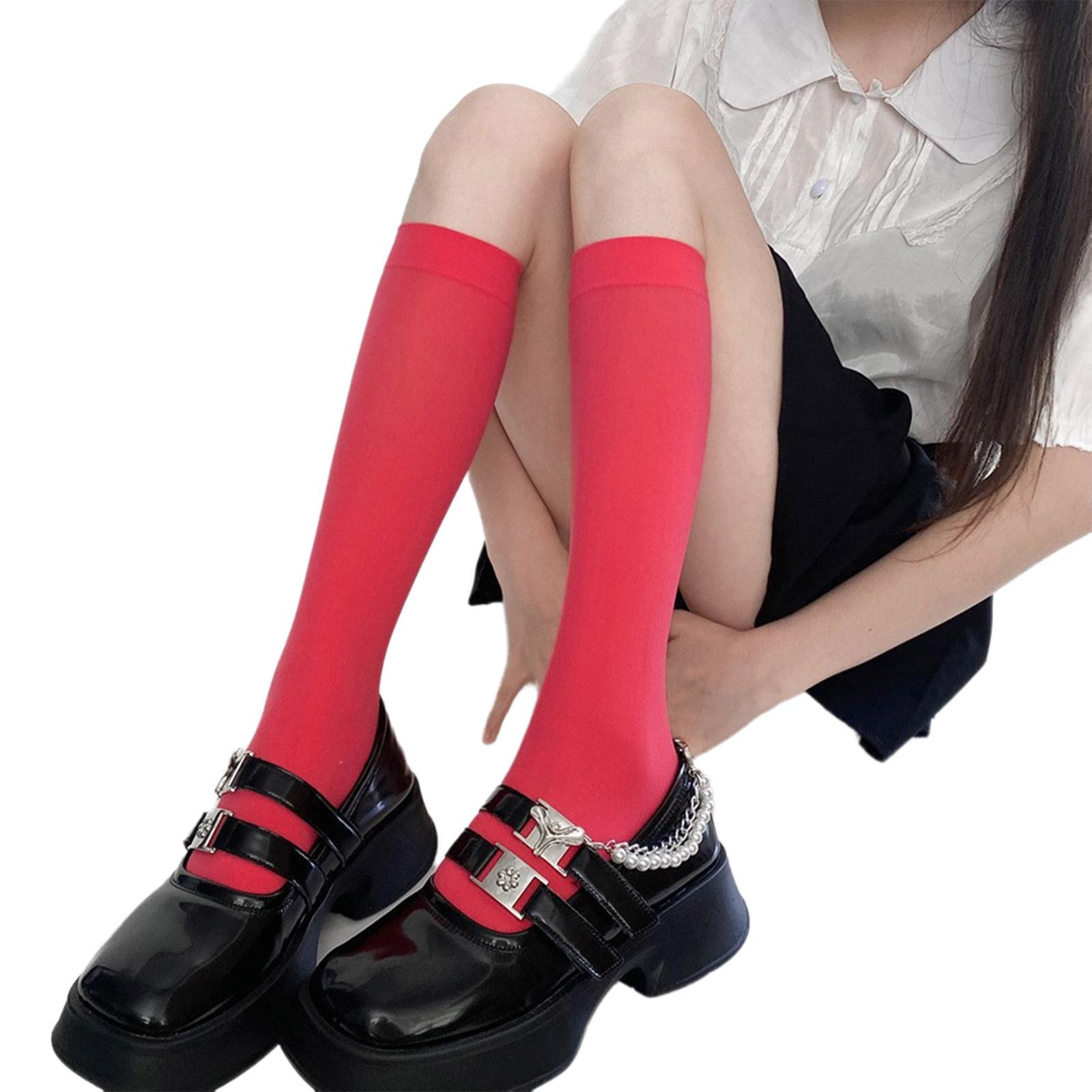 Women Knee High Socks Tube Socks Cute Colorful Knee High Stockings Tube Socks арбуз красный