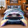 Back To the Future Pattern Bedding 3Pcs Set Bed Sheet And Pillowcases For Indoor Bedroom