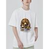 White T-Shirt Bear Graphic with Russian Text Casual Wear for Men Summer Outfit Streetwear Fashion
