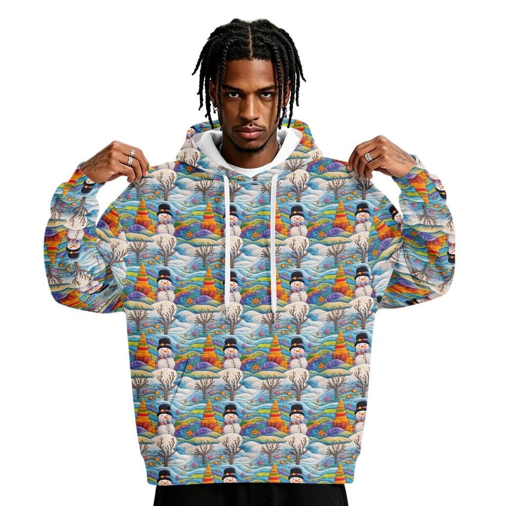 Men's Christmas Print Hoodie with Pockets, Pullover Sweatshirt