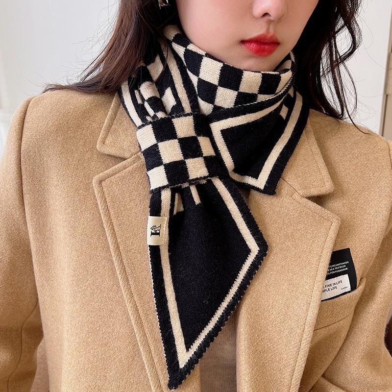 Checkerboard Plaid Scarf Women's Autumn and Winter New High End Scarf Korean Version Versatile Korean Style Cute Ins Trend