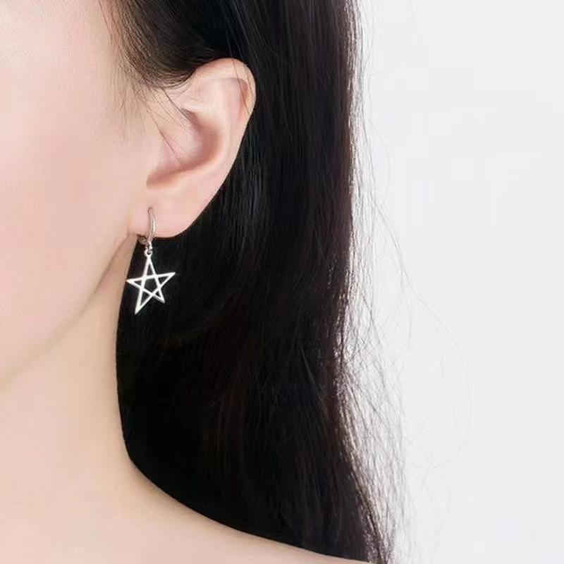 Elegant Silver Star Tassel Earrings for Women - Fashionable and Unique Hollow Design
