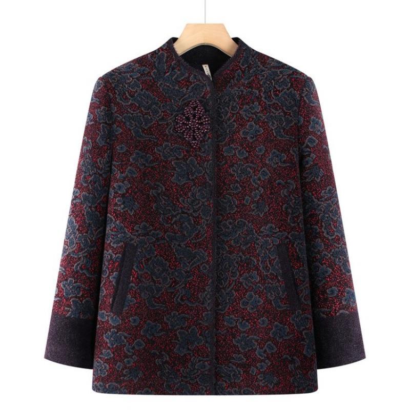 

Пальто для матери среднего возраста на осень и зиму, бархатное зимнее пальто для бабушки, одежда для пожилой женщины, утолщенная одежда для весны и осени, теща 5XL [recommended 150-80kg] фиолетовый