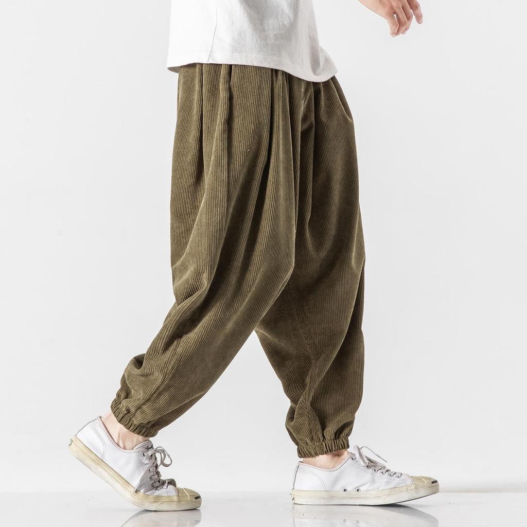Pantaloni Casual di Velluto a Coste Stile Cinese da Uomo Pantaloni Larghi da Uomo Pantaloni Trendy di Marca da Uomo Pantaloni Bloomer a Gamba Larga
