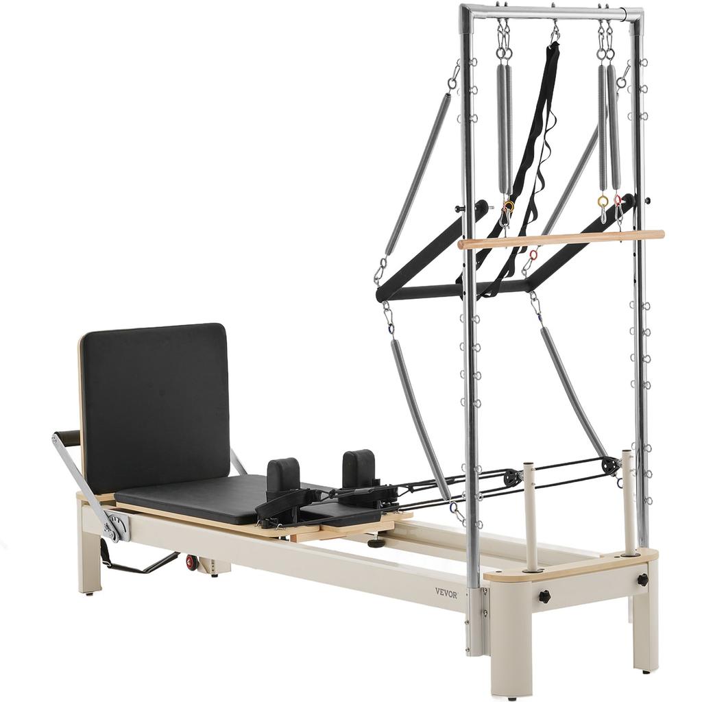 VEVOR Pilates Reformer, Pilates Machine for Home Gym Studio Use, Strength Training Workout Equipment with Dual Resistance, Reformer Box
