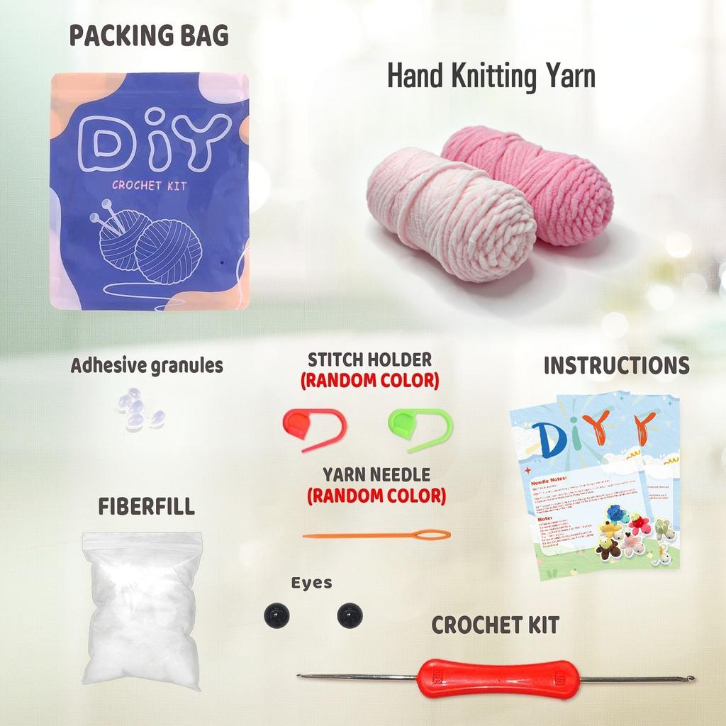 YAMAXIN 1pc Peach Turtle Crochet Kit for Beginners,Crocheting DIY Amigurumi Hook Set with Instruction Manual and Video Teaching