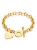 1pc Women's Stainless Steel Classic Heart Engraved Toggle Clasp Titanium Steel Chain Bracelet Valentines,Mom,Mother,Mother's Day,Gift