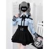JK Rock Japanischer Stil Lolita Y2K Süß Schuluniform Bluse Oberteil Kleid Dunkelheit Outfit Damen Mädchen Mottoparty
