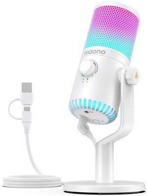 MAONO USB Condenser Gaming Microphone, PC Microphone with Dedicated Software, RGB Lighting, Mute Button, Headphone Output, Unidirectional, Plug &