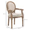 Dining Chair, Medallion Louis XVI Style, Carved Wood, Cream Linen