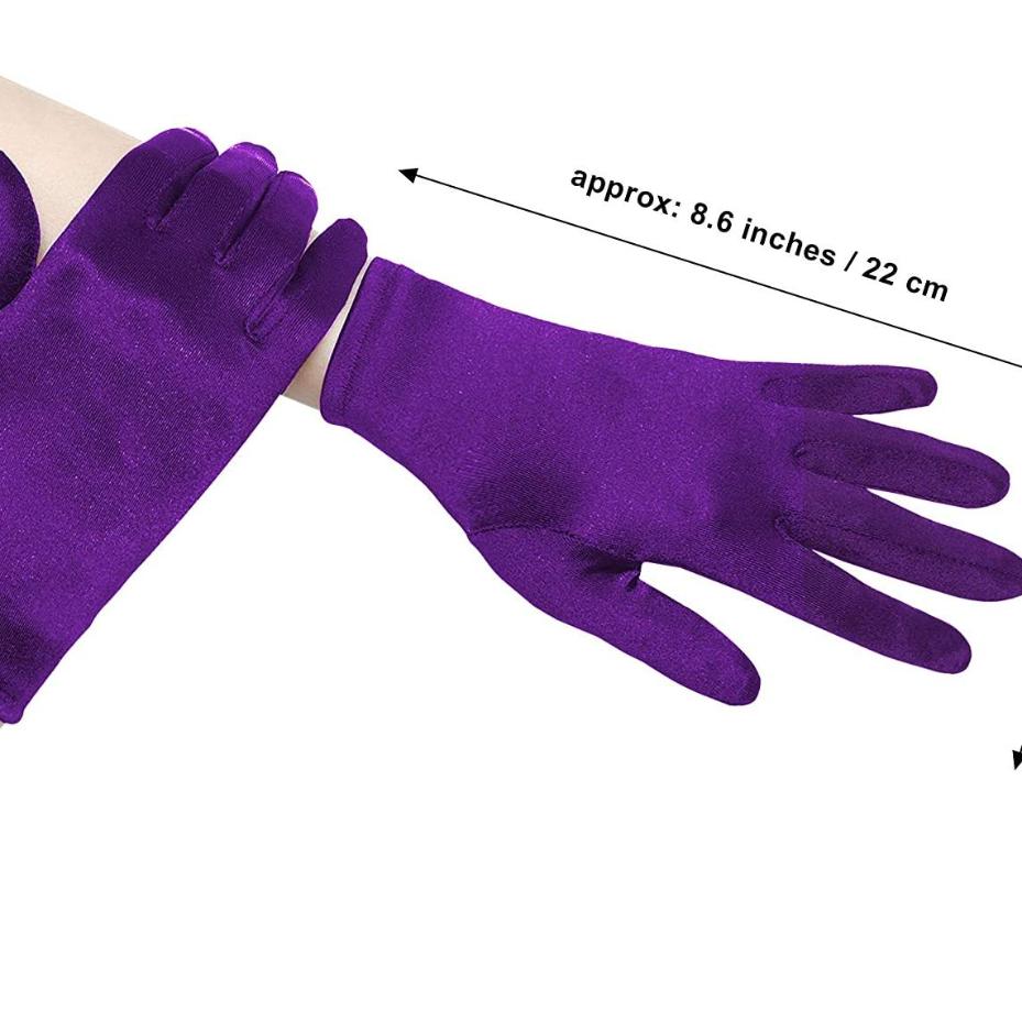 1 Pair Short Opera Velvet Gloves For Women Flapper Stretchy Wrist Length Banquet Gloves Tea Party Halloween Costume Gloves