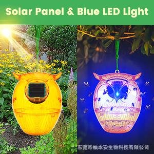 2 Pack Solar Wasp Trap Owl Shape, Yellow Jacket & Fruit Fly Catcher, Outdoor Hanging Hornet Killer for Garden Patio