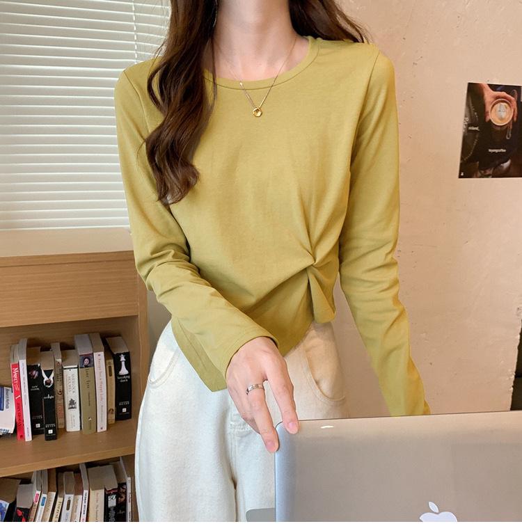 2025 Korean Chic Irregular Design Long-Sleeve T-Shirt for Women