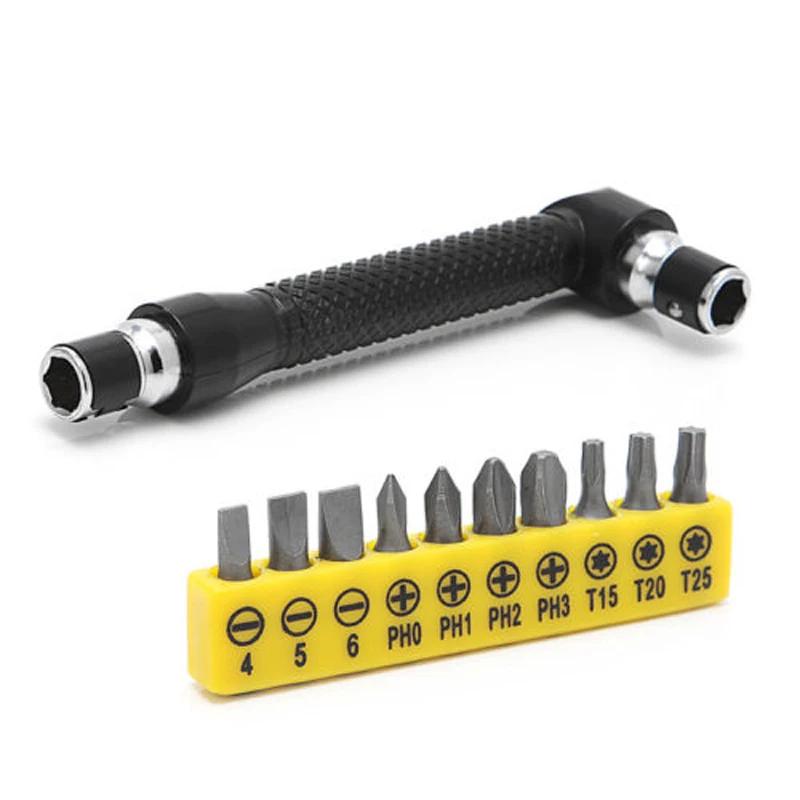 

Professional 10 in 1 Torx Flat Angle Head L-shaped Twin Wrench Driver Torx Flat Socket Screwdriver Bit Multi-function Tool