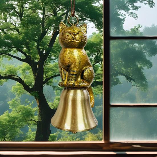 Cat Wind Chime Outdoor Kitten Design Wind Chime Garden Metal Cat Statue Hanging Memorial Ornament for Porch Decoration Cat Lovers Gift