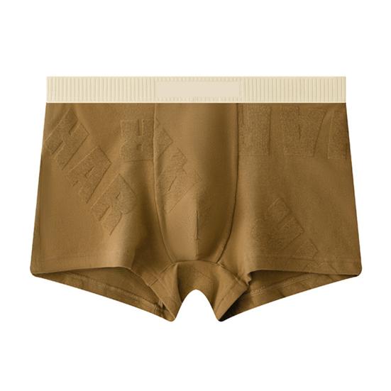 Men Boxer Briefs Mid-rise Wide Elastic Waistband Slim Fit Shorts Underwear U-Convex Large Space Patchwork Color Panties