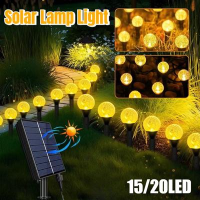15/20LED Outdoor Solar Bubbles Lawn Lamp String Set Landscape Decoration IP65 Waterproof Leds Solar-Powered Stake Lights for Garden Yard