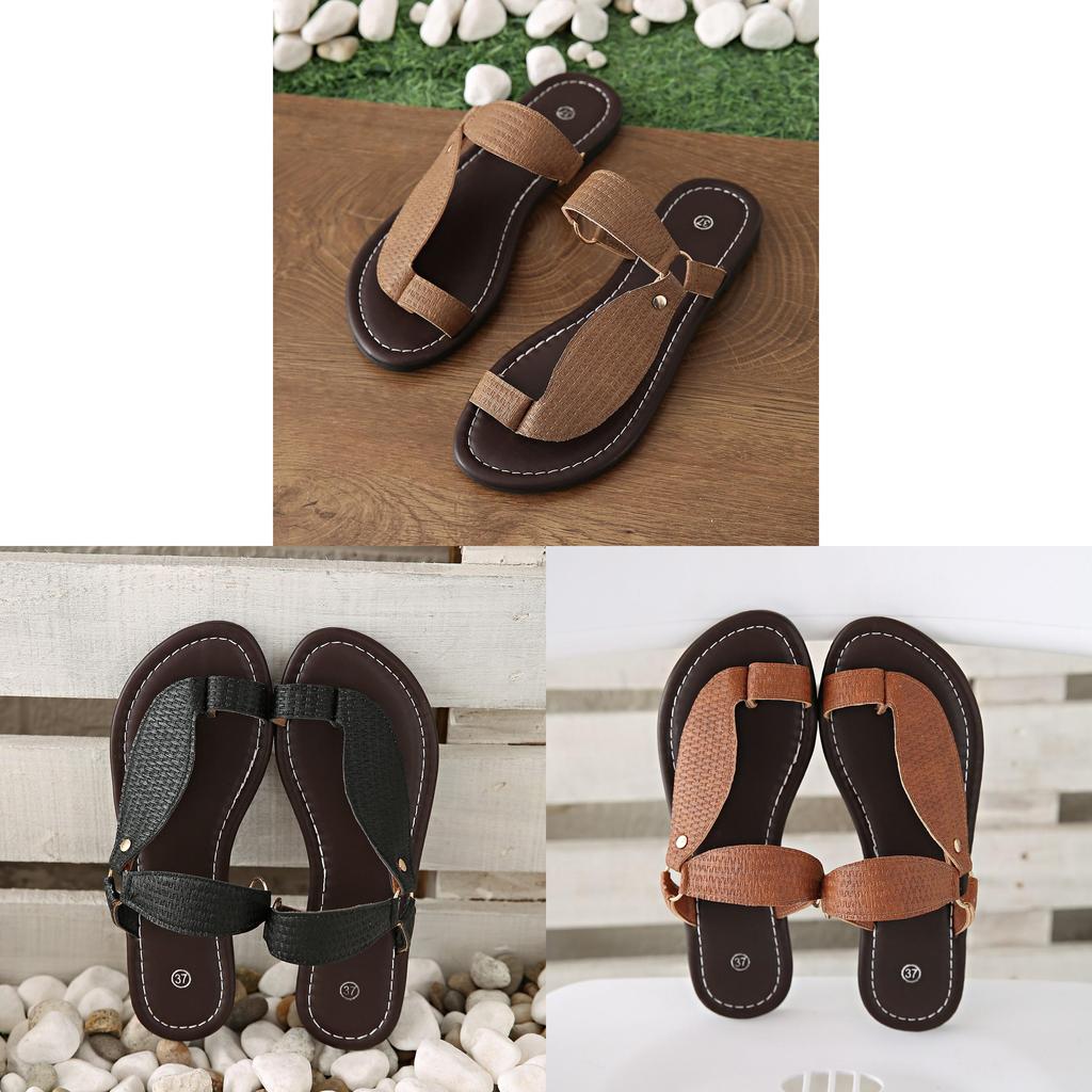 Summer Ladies Flat Slide Sandals With Pu Upper For Daily Wear