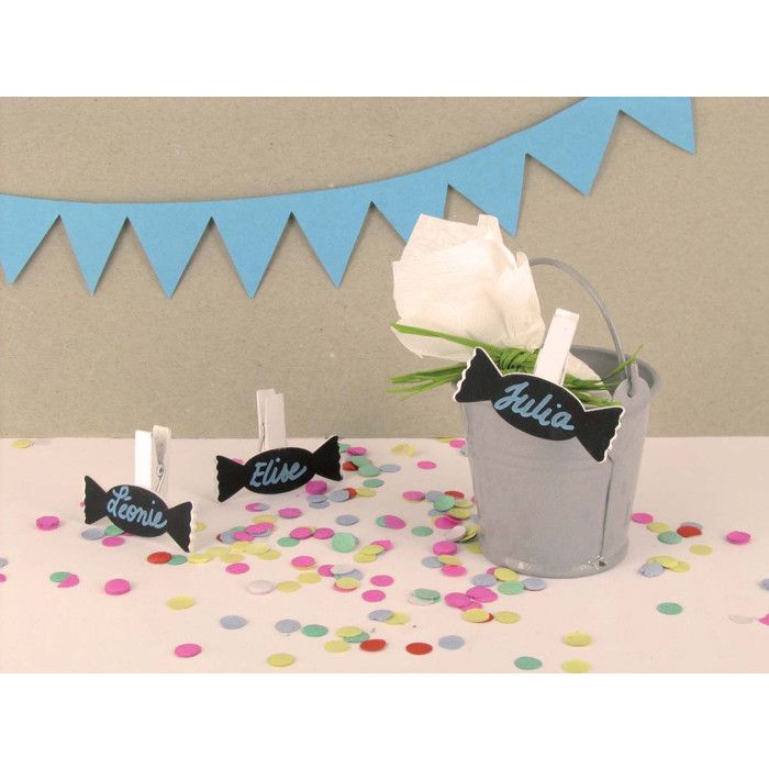 Pinces ardoise bonbon blanc 4,6 x 1,8 cm 6 pièces