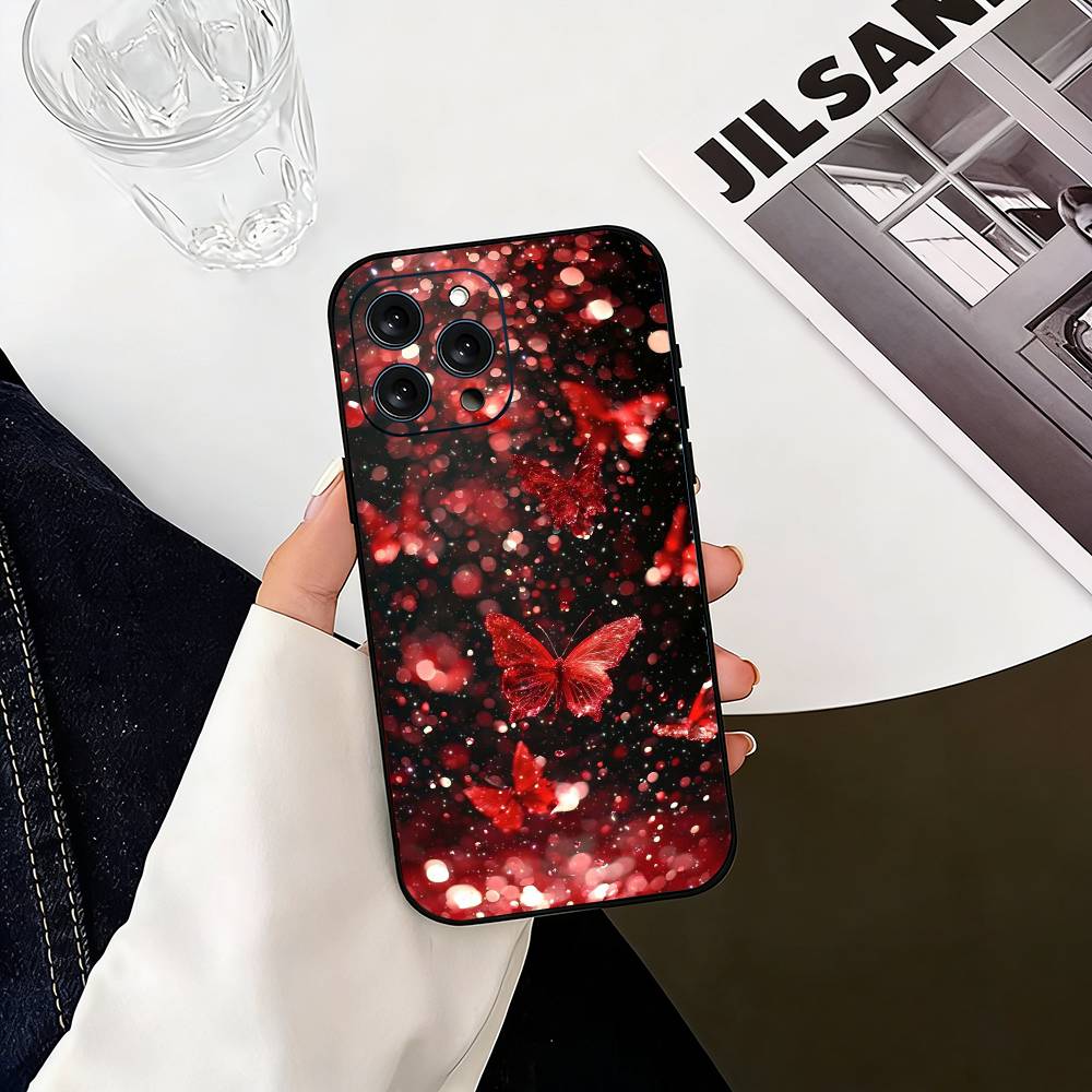 

G-Glow in the dark B-butterfly Phone Case For iPhone 17, 16,15,14,13,12,11 Plus,Pro Max, Others Soft Black Cover iPhone16promax