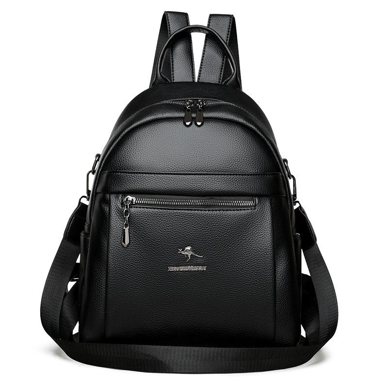 

Женский рюкзак большой вместимости из мягкой кожи, многофункциональная сумка на плечо двойного назначения чёрный