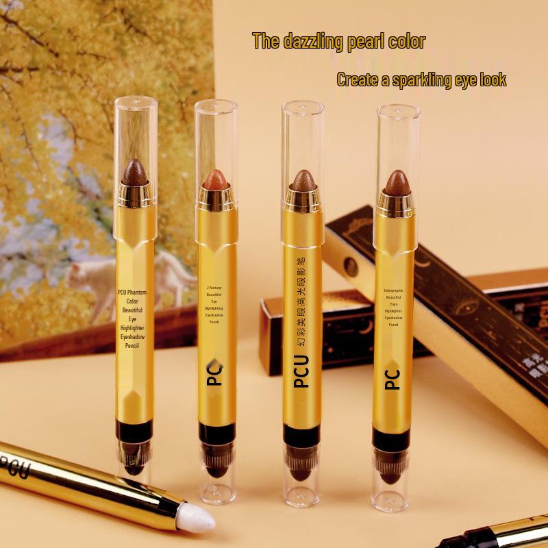 PCU Double-Ended High-Shine Eyeliner & Eyeshadow Stick - Milk Tea Brown, Lazy Diamond, Brightening One-Swipe Formula