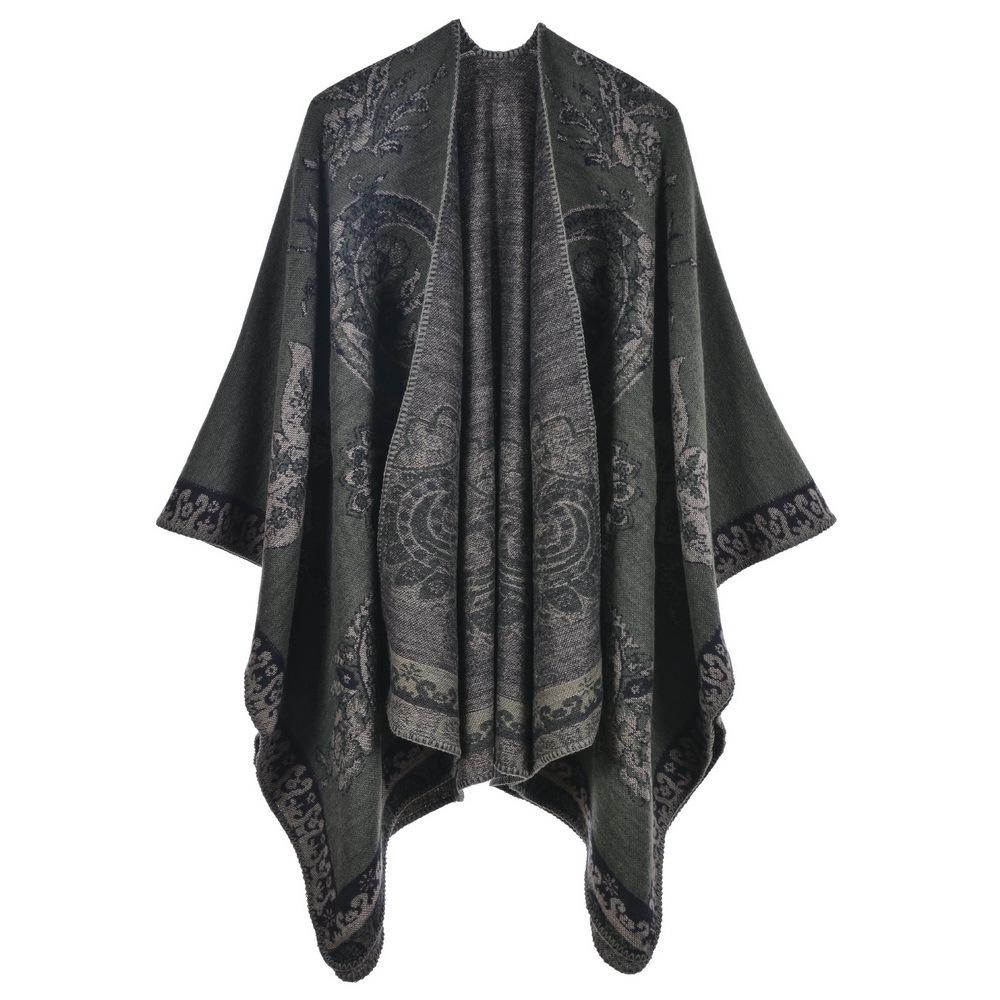 Women's Fashion Jacquard Imitation Cashmere Shawl - Thickened, Warm, Large Cape Scarf