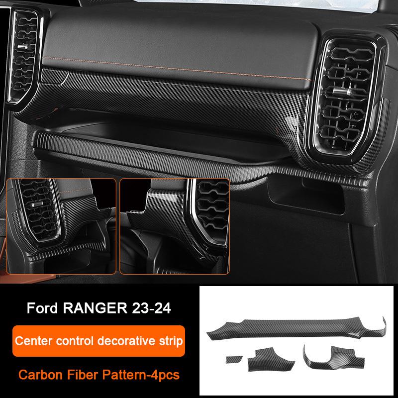 Carbon Fiber Interior Upgrade Overlay Covers For Ford Ranger Wildtrak T9 2023-2025 Rear Air Outlet Center Gear Shift Panel
