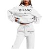 Nuovo set di felpe da donna MILANO, trendy europeo e americano, taglie forti, foderato in pile, nuova felpa da donna alla moda con stampa di lettere
