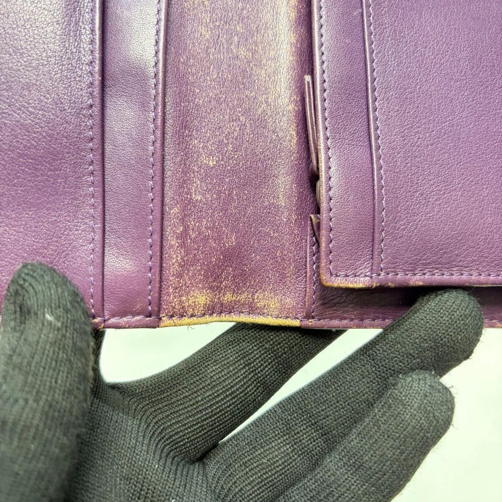 Used 5174 CHANEL quilted enamel PVC long wallet with coco mark flap purple