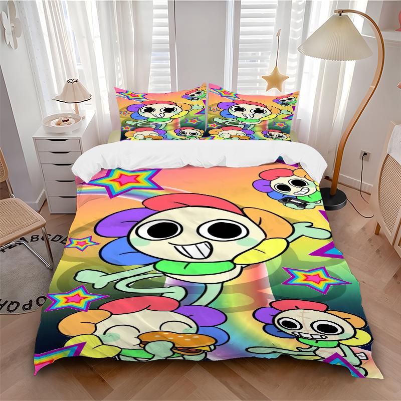 1Pc Colorful Cartoon Characters Bedding Set Quilt Cover Pillowcase Home Christmas Xmas Halloween Gift 1 Duvet Cover 2 Pillowcase M92458