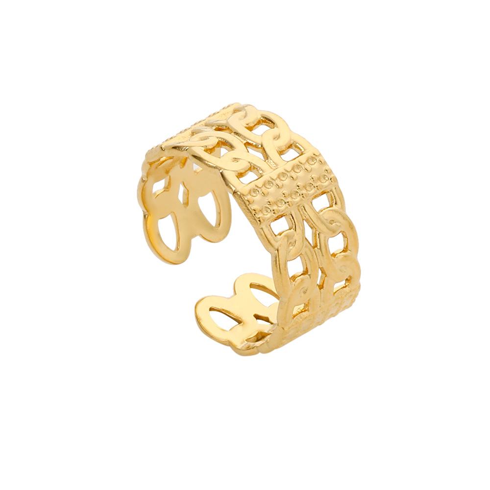 Women's Hollowed-out Non-fading Open Ring Women's Niche Design Simple Stainless Steel Plain Ring Couple Ring
