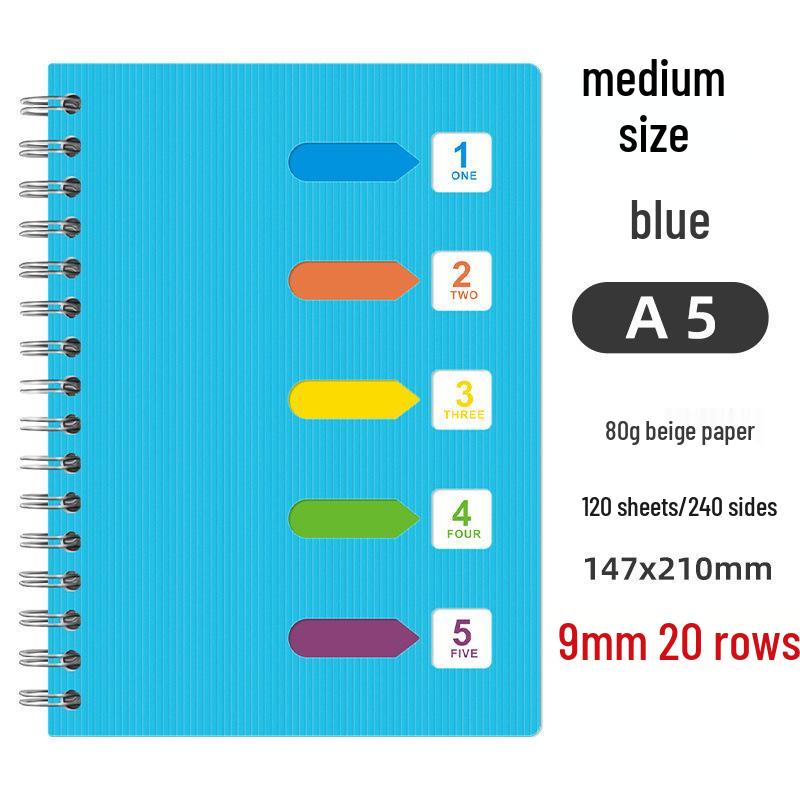 

Xihong Spiral Notebook: Thick, Stylish Coil-Bound with Index Tabs for Office, Colored Pages, and Side Flip Design. Includes Pen.