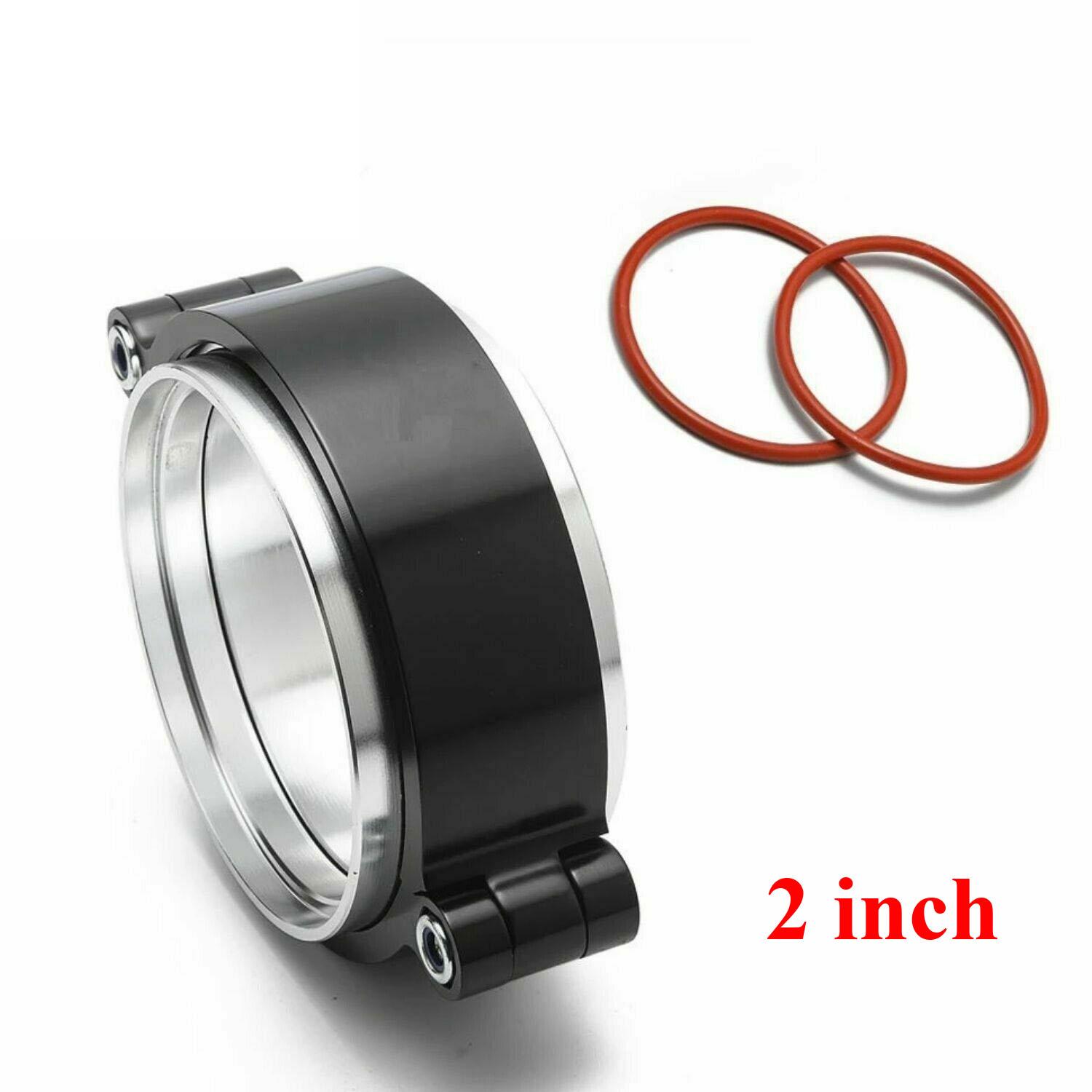 For Turbo Intake Pipe 2 /2.5 /3  Aluminum Exhaust HD V-band Clamp w Flange System Assembly Anodized Clamp with Flange Kit 2inch Black