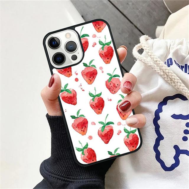 Pink Strawberry Pattern Coque Shell For iPhone 17 Air 15 16 14 13 12 Pro Max 11 Pro Max Plus Phone Case Cover