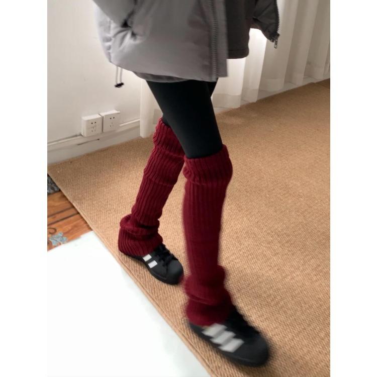 70Cm Thick Thread Vertical Knitting Knee Socks Cover, Warm And Thickened Stacking Stockings, Small Sweet Potato Popular Leg Guards And Leg Covers