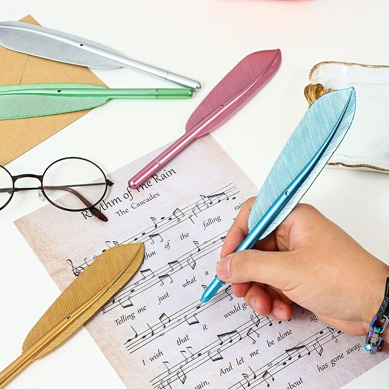 6pcs 0.5 Mm Black, Creative Color Retro Feather Neutral Pen