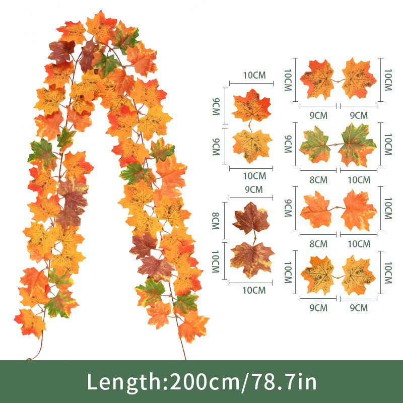 Artificial Maple Leaf Vines Halloween Hanging Vines Plants Decoration Mexican Dia De Los Muertos Leaves Autumn Festival Decor