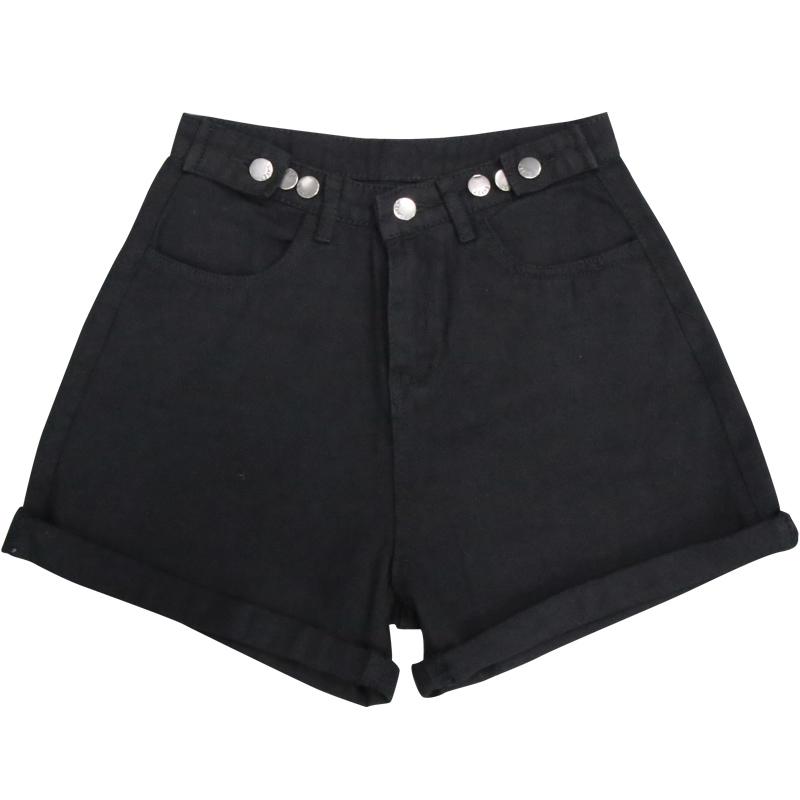 

SCIONE 2020 Джинсовые шорты Женские керлинги Высокая талия Свободные широкие ноги Летние шорты L чёрный