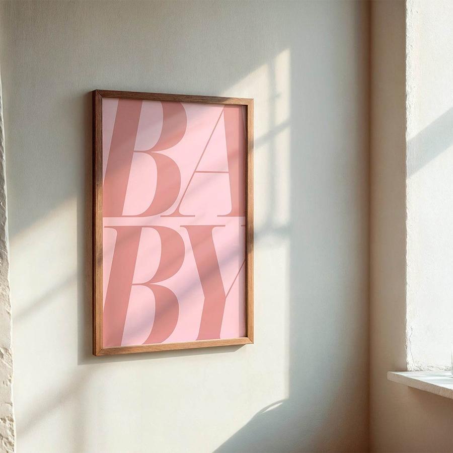 Large French Pink Coquette Wall Arts, Leopard, Femina, BABY Word Prints Posters, Minimalism Fashion Canvas Painting, NO Frame