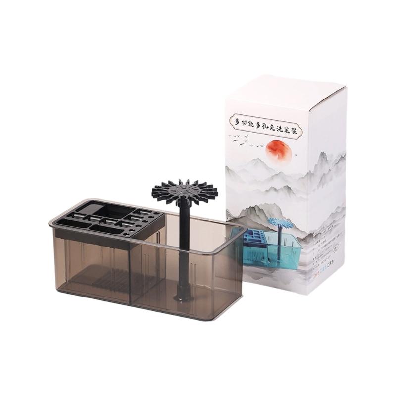 

Portable Multi Functional Art Brush Stand ABS Desk Organizers Brush Pen Holder Suitable for Artists Students Studio Use чёрный