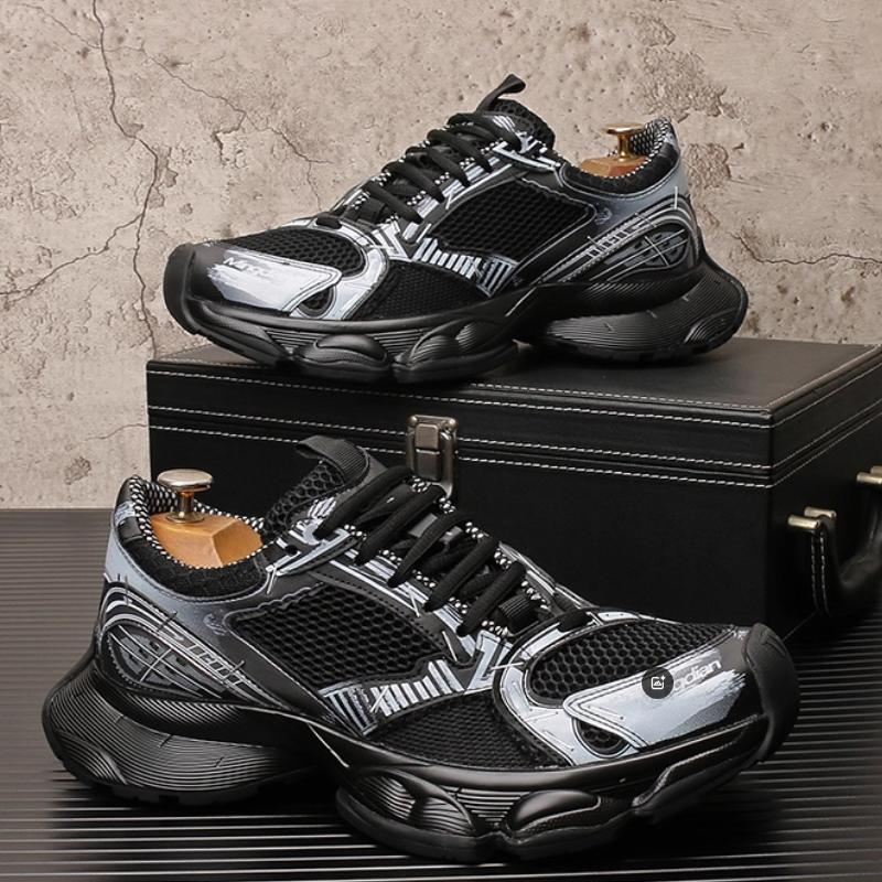

Fashion New men s stapler shoes with breathable mesh, designed thick-soled, height-increasing sports and casual running shoes b25 38
