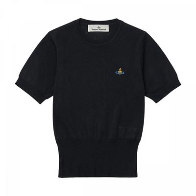 Vivienne WeStwood 1803002q Y001a N402 Bjørn Logo Broderi Kugle Top Kort Ærme Kvinder S Strik